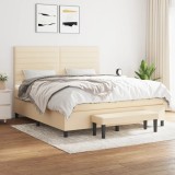 Cumpara ieftin Pat continental cu saltea, crem, 180x200 cm, textil