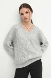 Medicine pulover din amestec de lana femei, culoarea gri