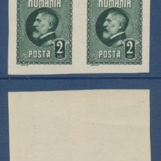 ROMANIA 1926 emis. Ferdinand 60 de ani - timbru 2 Lei in pereche nedantelata MNH