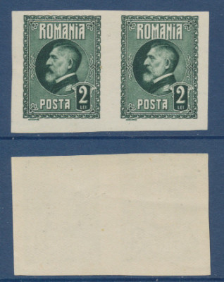 ROMANIA 1926 emis. Ferdinand 60 de ani - timbru 2 Lei in pereche nedantelata MNH foto