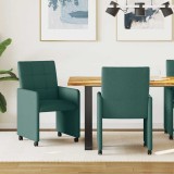 vidaXL Scaune de dining cu roți 2 pcs Verde &icirc;nchis 58 x 65 x 94 cm 42017834