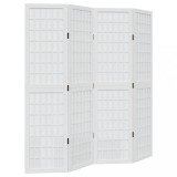 Cumpara ieftin Paravan camera 4 panouri, alb, lemn masiv paulownia