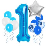 Set 15 baloane si decoratiuni Aniversare 1 An, baiat, albastru Household NewTrend