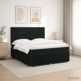 Cumpara ieftin Pat cu arcuri LED si saltea Negru 200 x 200 cm Tesatura