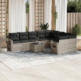 vidaXL Set canapele de grădină cu perne 10 piese gri deschis poliratan 3252989