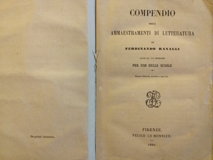 Lectii de literatura italiana, bibliofilie 1865