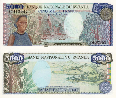 RWANDA 5.000 francs 1988 UNC!!! foto