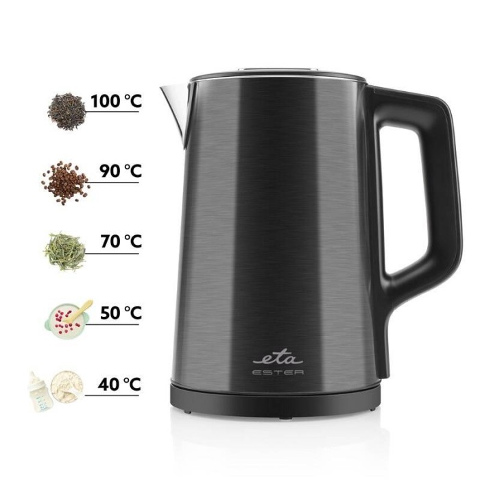Fierbator electric ETA Ester 4597 90000, 2200W, 1.5 litri, 40 la 100 &deg;C, otel