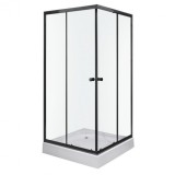Cabină de duș pătrată Olga SQ neagră 90x90 cm cu cădiță de duș