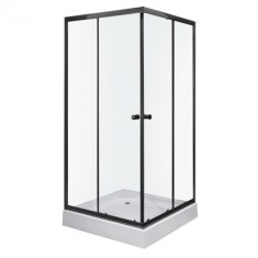 Cabină de duș pătrată Olga SQ neagră 90x90 cm cu cădiță de duș