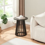 Masuta laterala Buzzard neagra, blat MDF si baza bambus, 40x48 cm