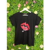 Tricou Negru din Bumbac, I Love you