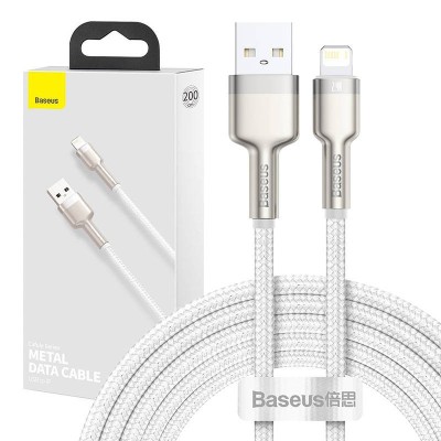 Cablu de date USB pentru Lightning Baseus Cafule, 2,4A, 2m (alb) foto