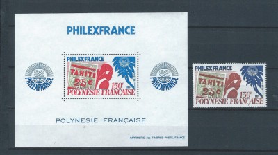 Polinezia Franceza 1982 - Expo Philexfrance, serie+colita neuzat foto
