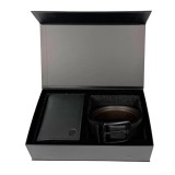 Cumpara ieftin Set cadou pentru barbati, Portofel + Curea, piele naturala, model elegant, Negru, SET8