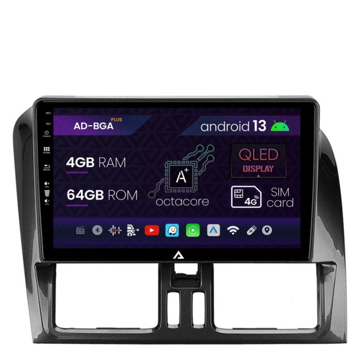 Navigatie Volvo XC60 (2014-2019), Android 13, A-Octacore 4GB RAM + 64GB ROM, 9 Inch - AD-BGA9004+AD-BGRKIT400-1419