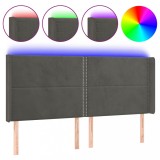 Cumpara ieftin Tablie de pat cu LED, gri inchis, 183x16x118/128 cm, catifea