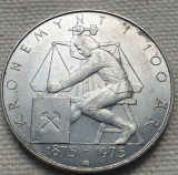 Monedă 5 Kroner 1975 Norvegia, 100th Anniversary Krone System, km#421, Europa