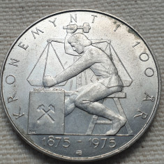 Monedă 5 Kroner 1975 Norvegia, 100th Anniversary Krone System, km#421