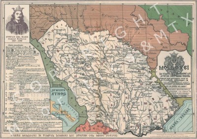 Poster Harta Moldovei in timpul domniei lui Stefan cel Mare Voevod (1457-1504) foto