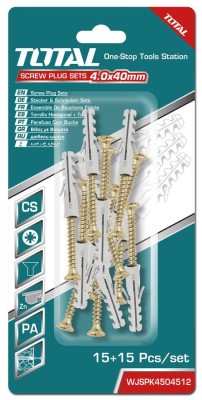 TOTAL - SET DIBLURI CU SURUBURI - ST4.0X40MM - DIBLU-6X30MM - 15 BUC PowerTool TopQuality foto