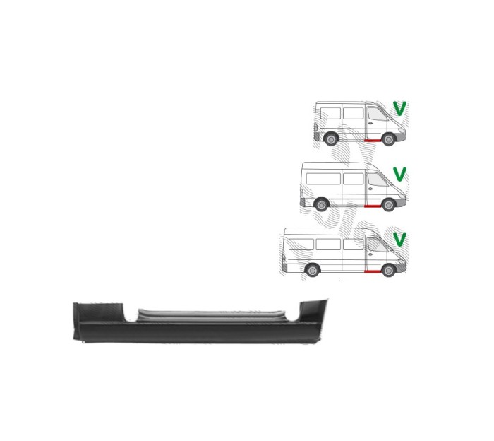 Prag fata MERCEDES SPRINTER 01.1995-2006, VW LT II 05.1996-12.2005, partea dreapta, metal galvanizat,