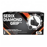 Cutie 50x Manusi Nitril, Serix, Grip, Rezistente la Perforare si Chimicale, Nepudrate, Diamantat Texturate, Negre, Marimea XXL