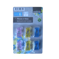 Set 6 cleme pentru prindere tesaturi Crelando, plastic, multicolor