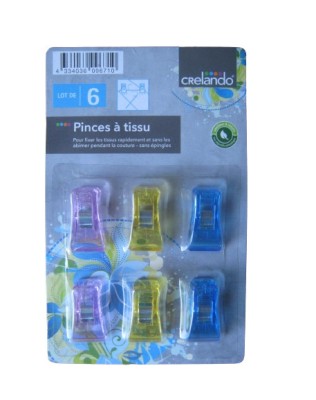 Set 6 cleme pentru prindere tesaturi Crelando, plastic, multicolor foto