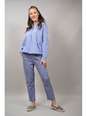 PANTALONI CARROT DENIM CU PENSE RIMINI S Denim Deschis foto