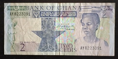 Bancnota Ghana - 2 Cedis 1982 foto