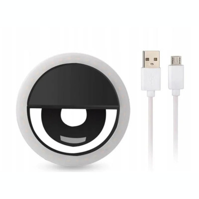 Lampa Led Ring pentru Selfie cu Cablu Date Micro Usb Negru foto