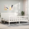 VidaXL Cadru pat cu tăblie 200x200 cm, alb, lemn masiv