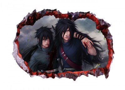 Sticker decorativ, gaura in perete 3D, Naruto, 85 cm, 1028STK-1 foto