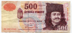 Bancnota 500 forint 1998 - Ungaria foto