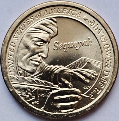 1 Dollar 2017 USA, Sequoyah of the Cherokee Nation, Sacagawea, unc, D foto
