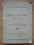 Dreptul de Protimis, Aurel Cazacu, Teza Doctorat, 1937, Universitatea Iasi, Facultatea de Drept, Carte Veche