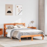 VidaXL Cadru de pat cu tăblie, maro ceruit, 140x190 cm, lemn masiv pin