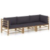 VidaXL Set mobilier de grădină, perne gri &icirc;nchis, 3 piese, bambus 3058204