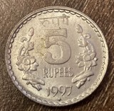 C50 - Moneda foarte veche - India - 5 rupees - 1997