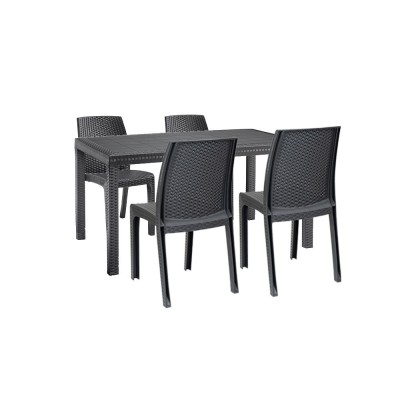 Set mobilier de grădină Hellda 4+1, grafit foto