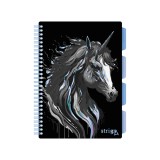 Caiet cu Spirala si Separatoare Strigo Pads Project Book UNICORN B5, Dictando, Negru