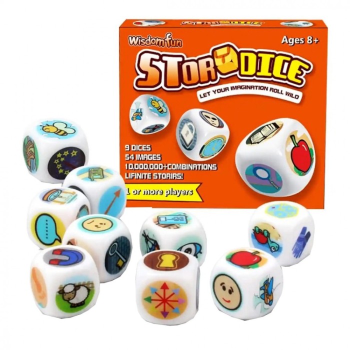 Joc educativ si logopedie, Set 9 zaruri pentru crearea povestilor, 54 de imagini unice, 1TOY