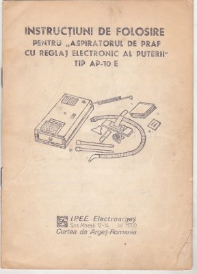 bnk div Aspiratorul de praf Tip AP-10 E - instructiuni de utilizare foto