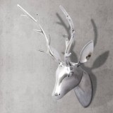 Decorațiune pentru perete tip cap de cerb, 62 cm, argintiu, aluminiu