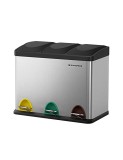 Cumpara ieftin Cos de reciclare, Songmics, 3 x 15 L, Silver, LTB45L