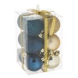 Set Globuri de Craciun Albastre Aurii Glitter &Oslash;5cm - 12 buc, CMCLASS