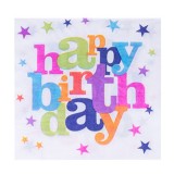 Set 10 servetele happy birthday, flippy, pentru petrecere, tematica aniversare, 33x33 cm, multicolor