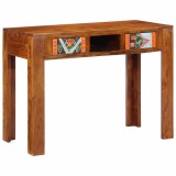 Birou Lemn Masiv Acacia 100x50x73 cm vidaXL Maro, 2 Sertare, Design Geometric Modern