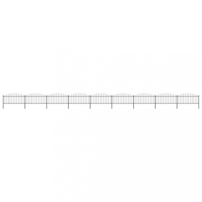 vidaXL Gard de grădină cu v&amp;acirc;rf suliță, negru, (0,5-0,75)x15,3 m oțel foto